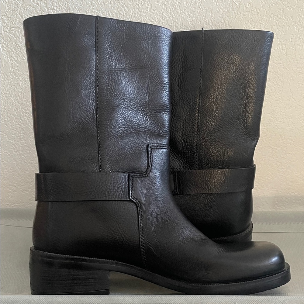 New Zara Women’s Black Buckled Leather Ankle Boots - Picture 6 of 10